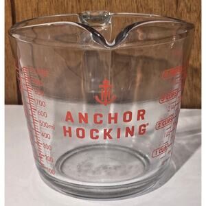 Anchor Hocking 4 Cup Glass Measuring Cup Red Print 1 Quart 32oz USA